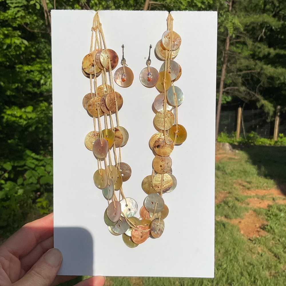 Shell Button Necklace and Earring Set